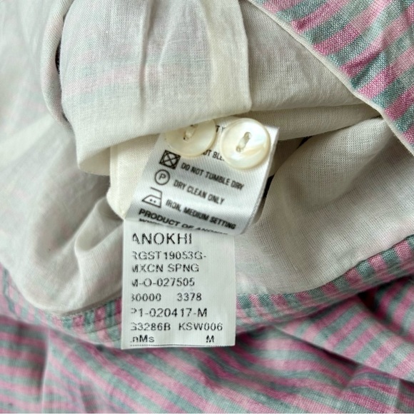 Anokhi Pink and Gray Striped Indian Cotton Wide Leg Crop Pants Culottes Size M - Picture 14 of 14